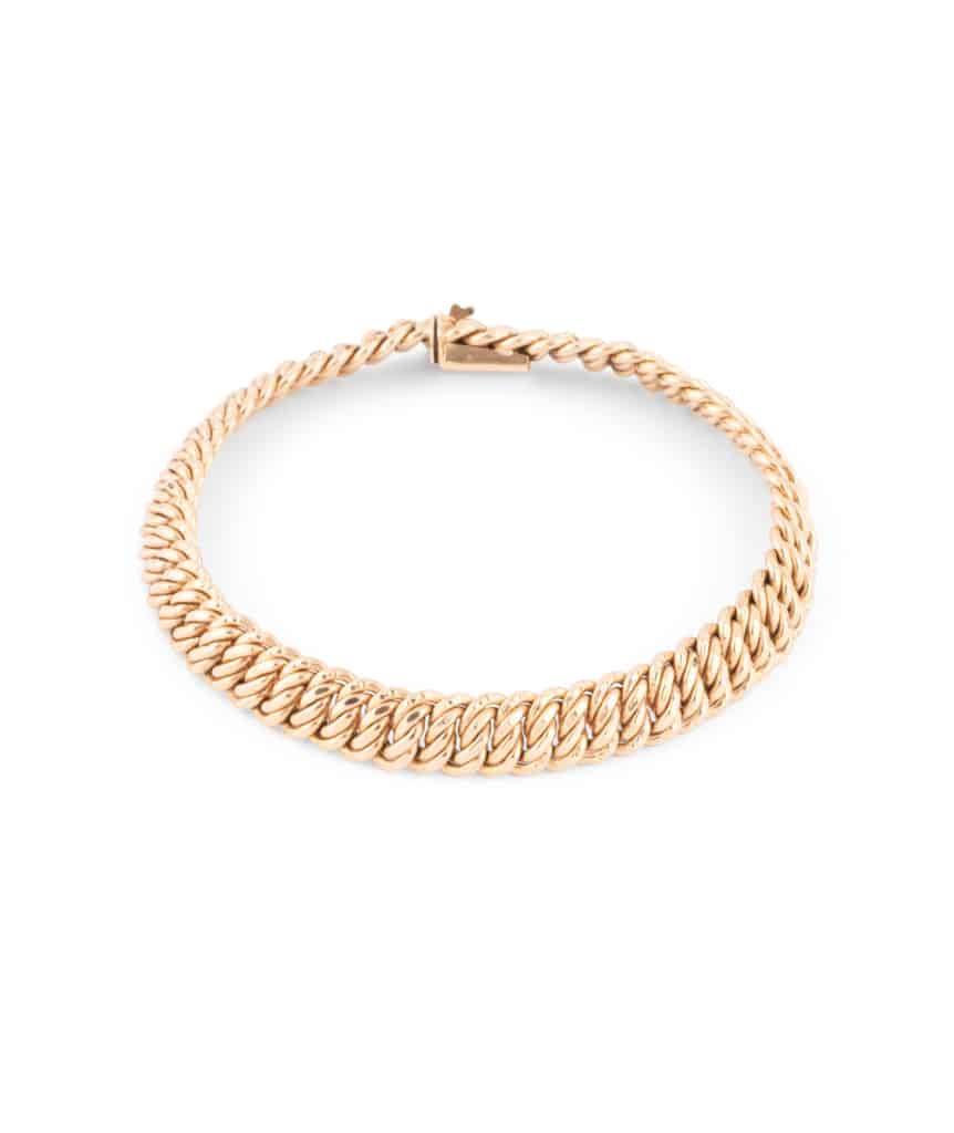 Caillou Paris Bracelet Ancien Or Maille Americaine Caley