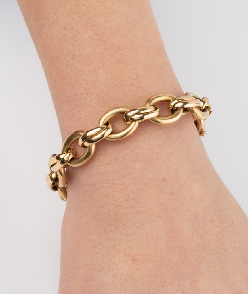 Caillou Paris Bracelet Ancien Or Maille Gourmette Lyes Porter