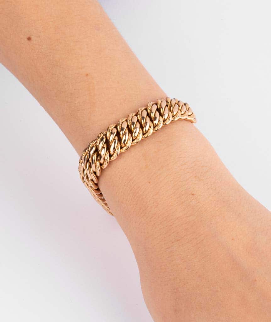 Caillou Paris Bracelet Ancien Or Maille Gourmette Tavy Porter