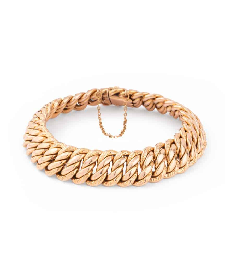 Caillou Paris Bracelet Ancien Or Maille Gourmette Tavy