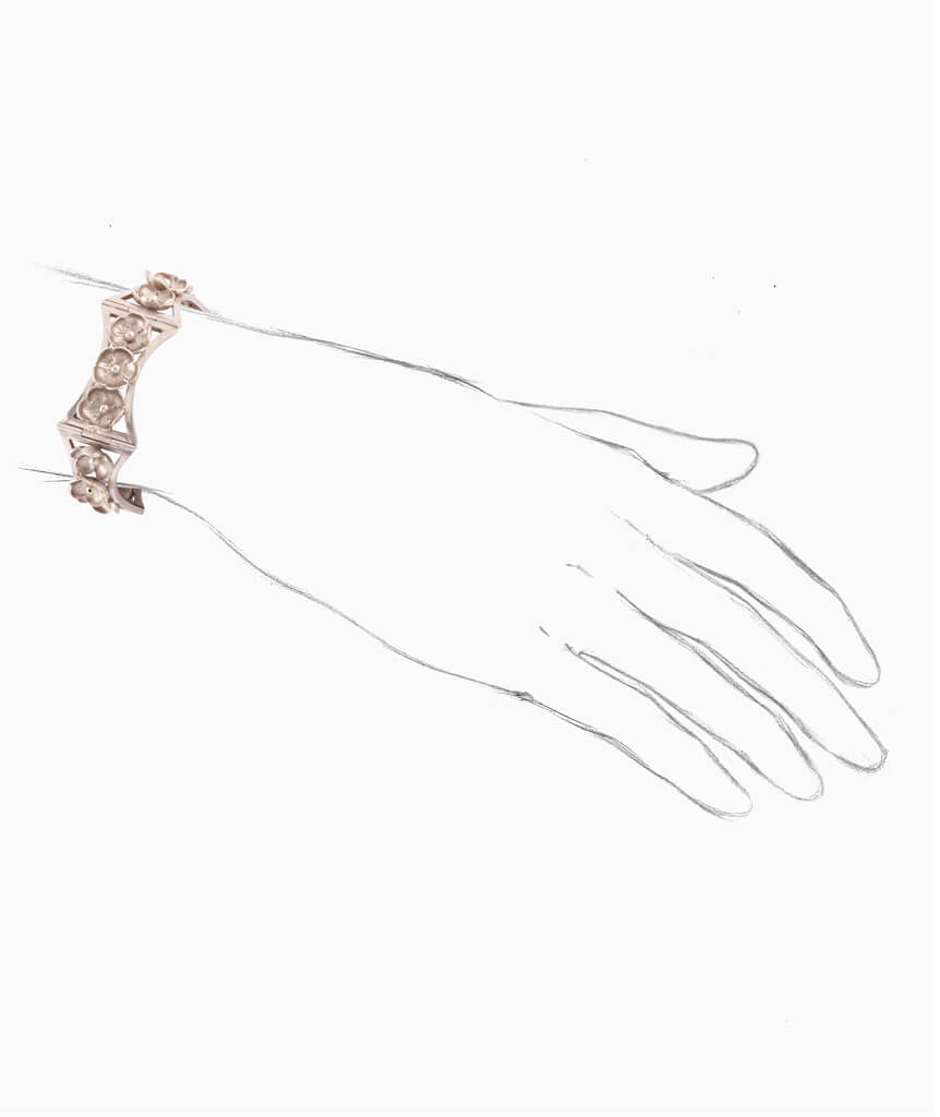 Caillou Paris - Bracelet articule Art nouveau Abeba porter