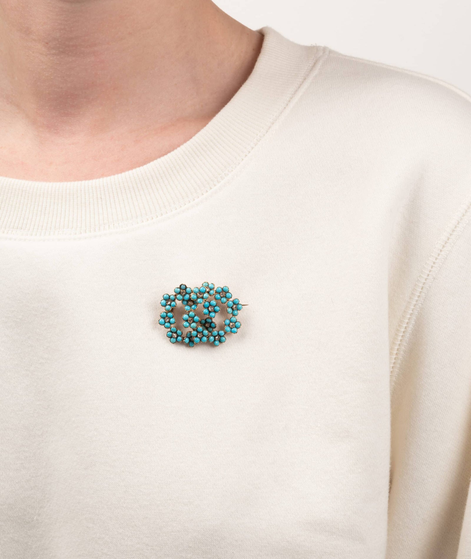 Caillou Paris Broche Ancienne Diamants Et Turquoises Peya Porter