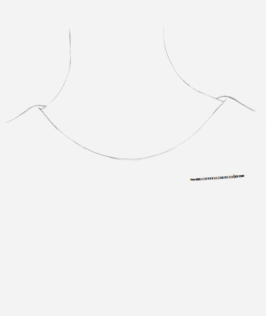 Caillou Paris - Broche barrette ancienne Aiana porter