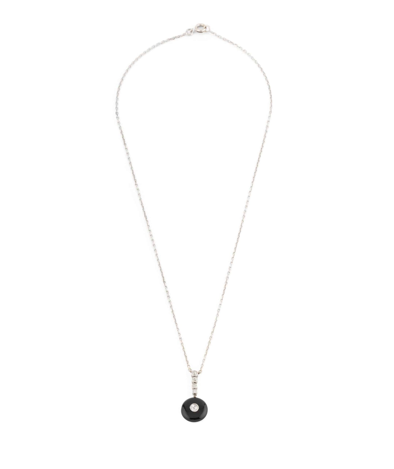 Caillou Paris Collier Art Deco Onyx Et Diamants Odiane