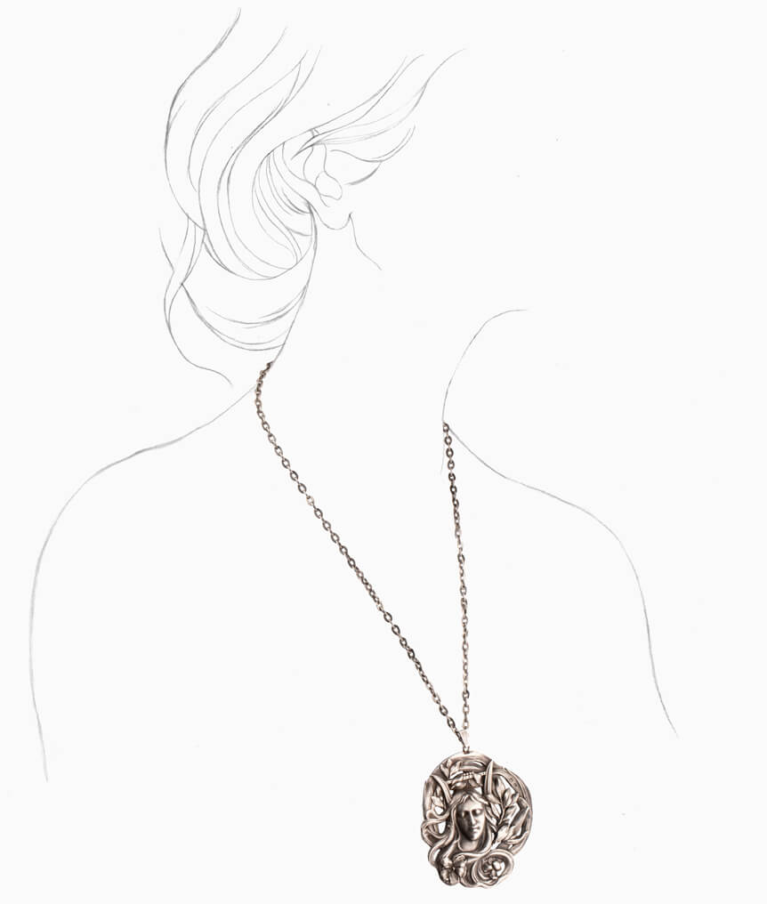 Caillou Paris - Collier Art nouveau argent Ewa porter