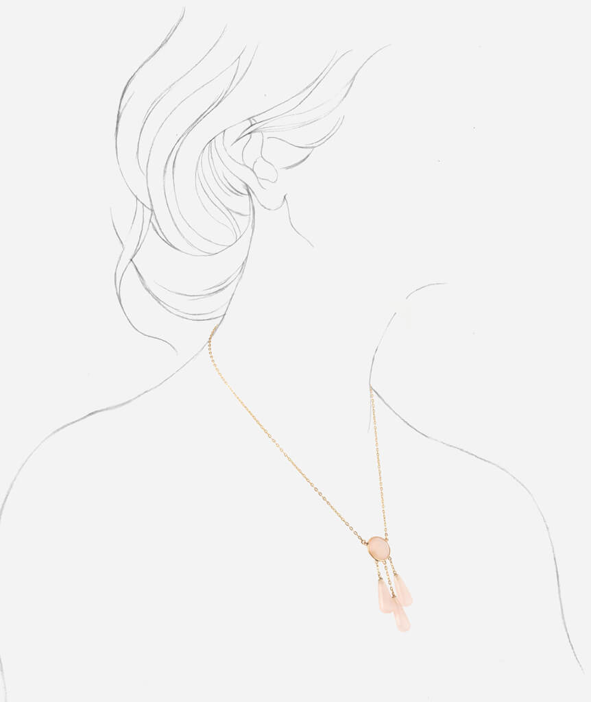 Collier ancien négligé quartz rose Blush - Caillou Paris