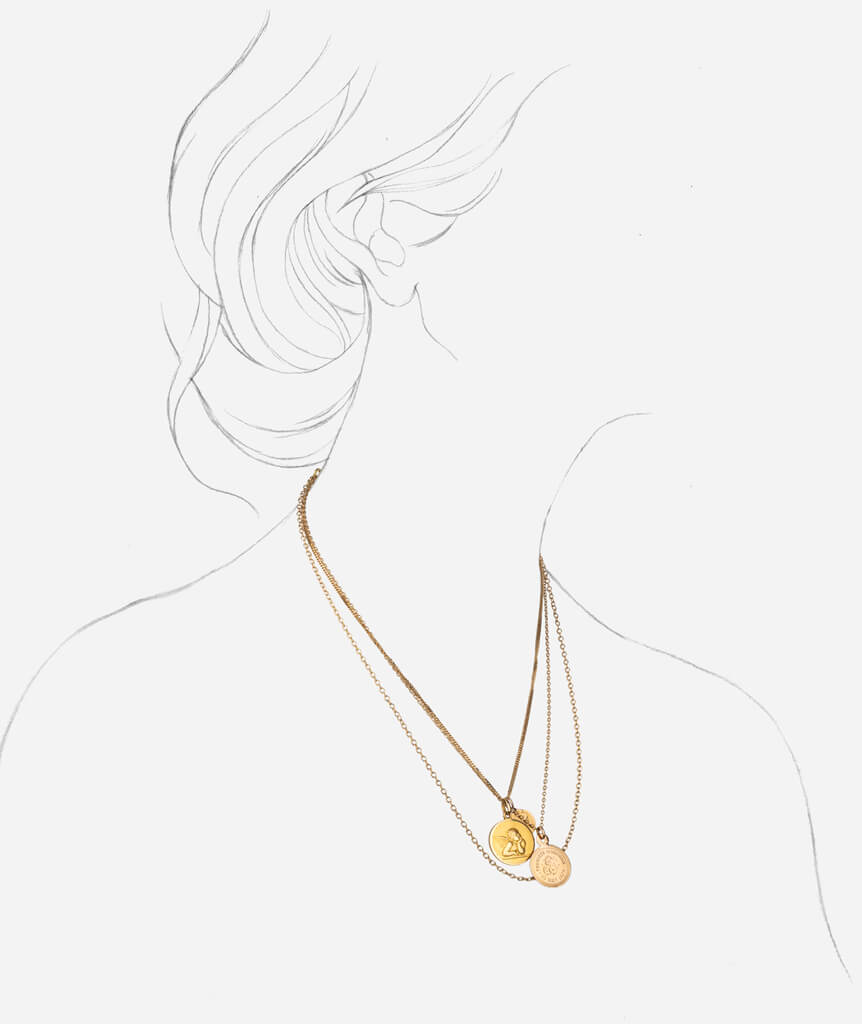 Caillou Paris - Collier ancien médailles Tilaka porter