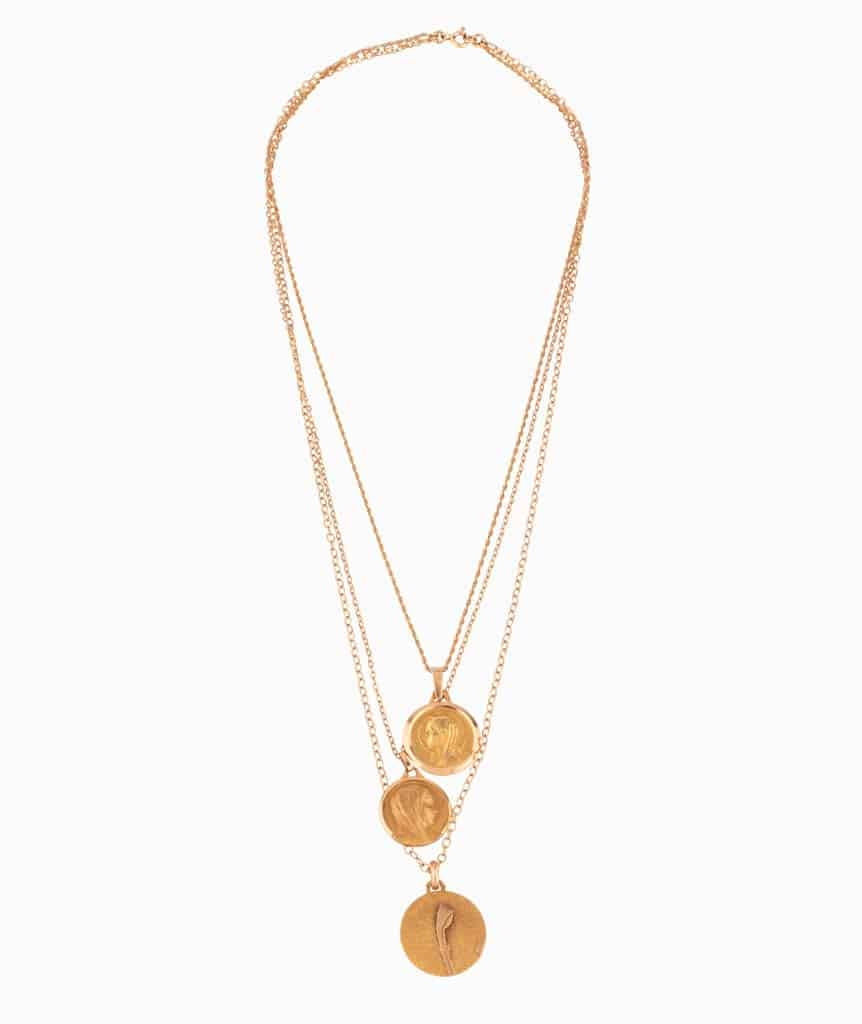 Caillou Paris Collier Ancien Or 3 Chaines Chapa