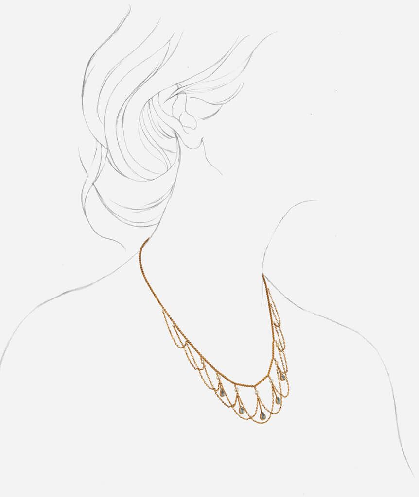 Caillou Paris - Collier draperie ancien "Fahra" porter