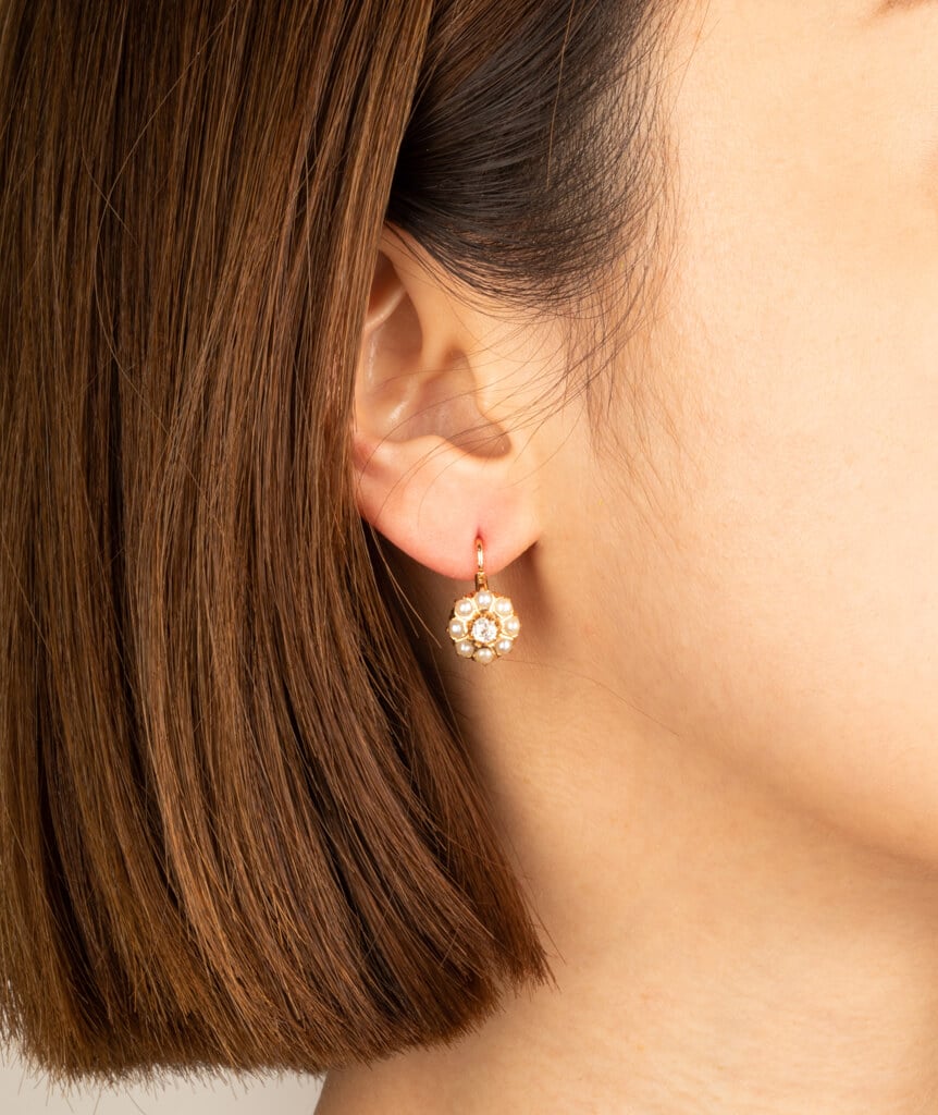 dormeuses anciennes perles Merlin porter