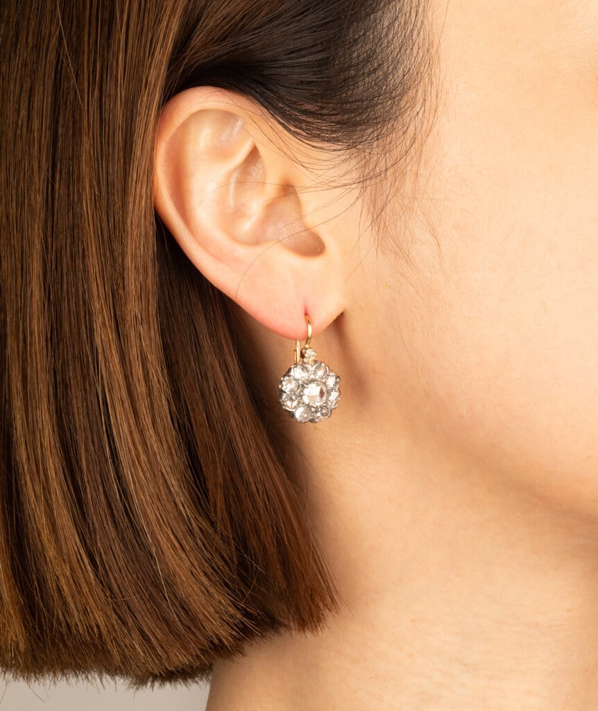 Caillou Paris Dormeuses Anciennes Diamants %22aapo%22 Porte