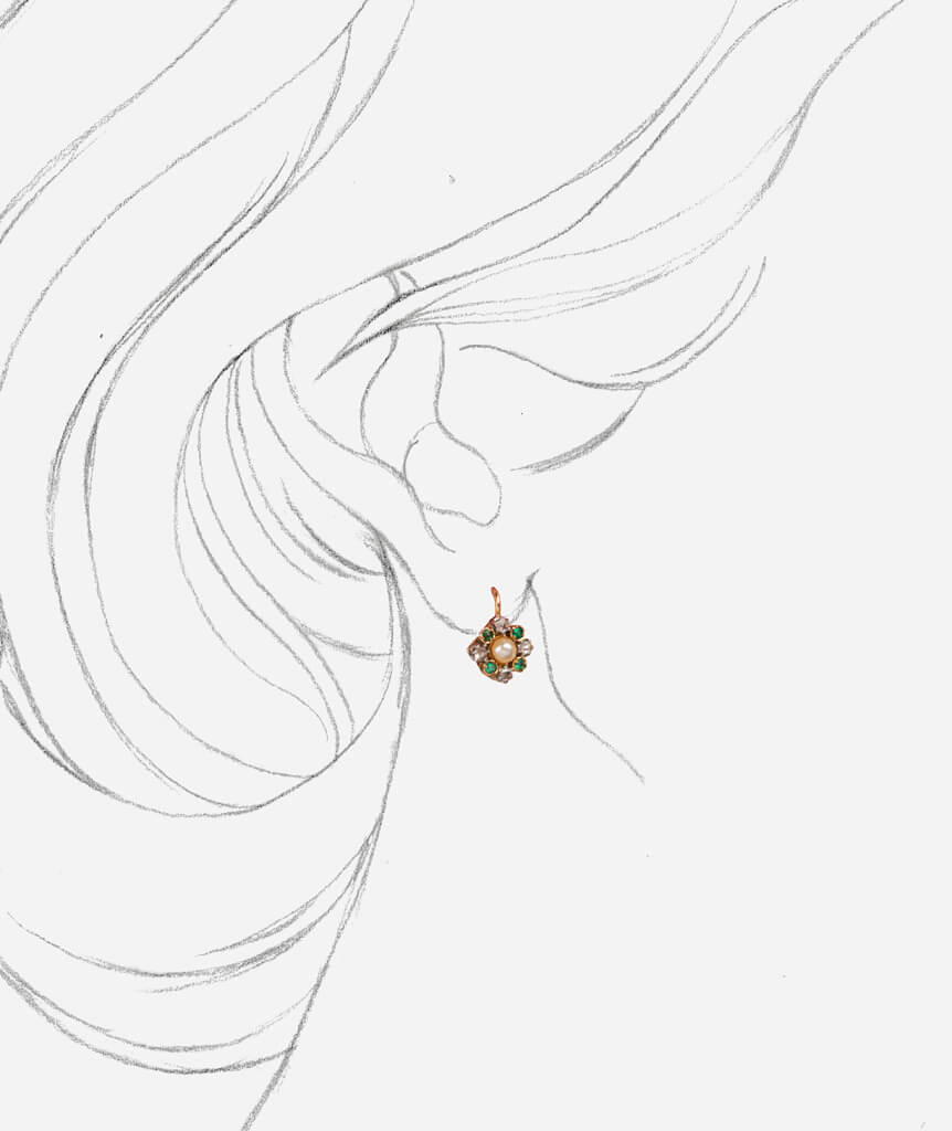 Caillou Paris - Dormeuses anciennes emeraudes Mutholi