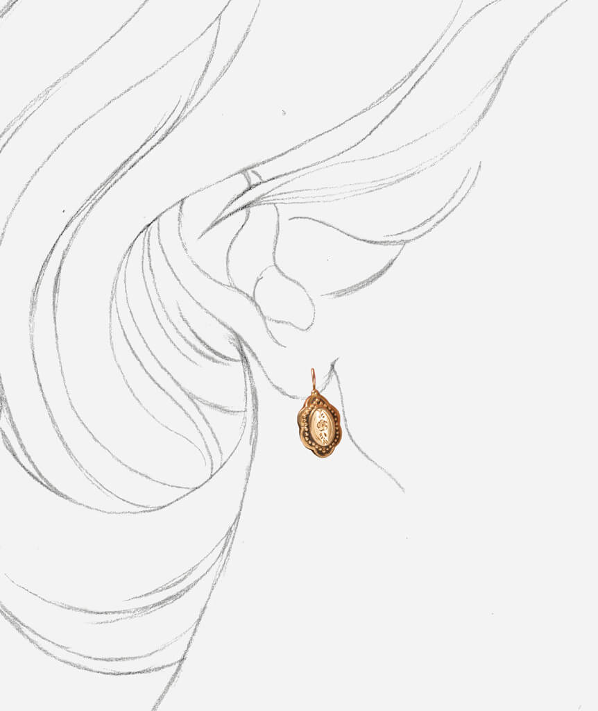 Caillou Paris - Dormeuses anciennes or Gajra porter