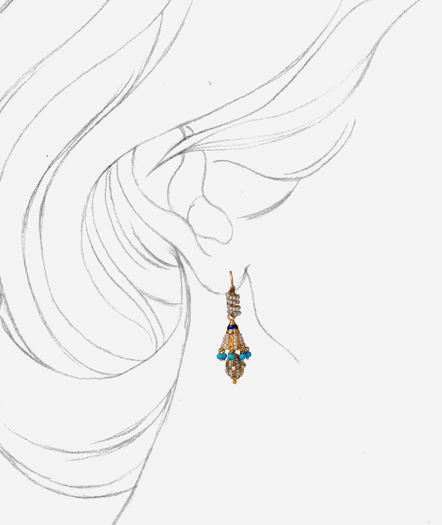 Caillou Paris - Dormeuses anciennes perles "Chimalis" porter