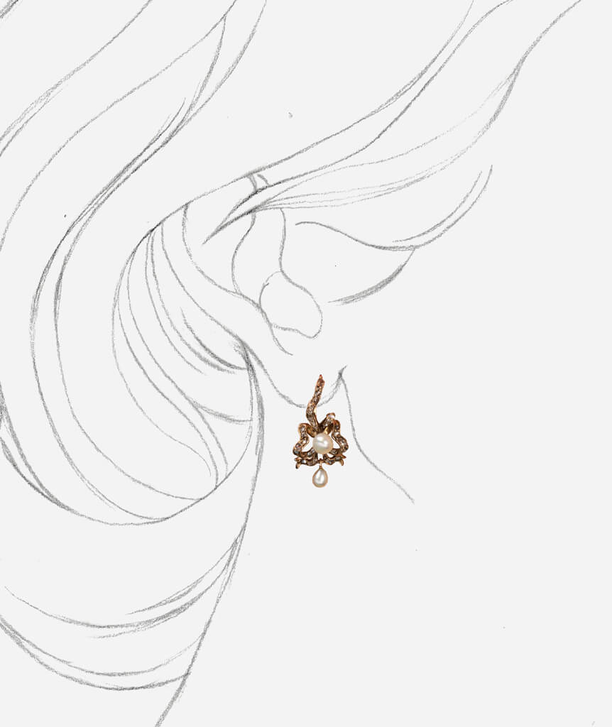 Dormeuses anciennes perles porter