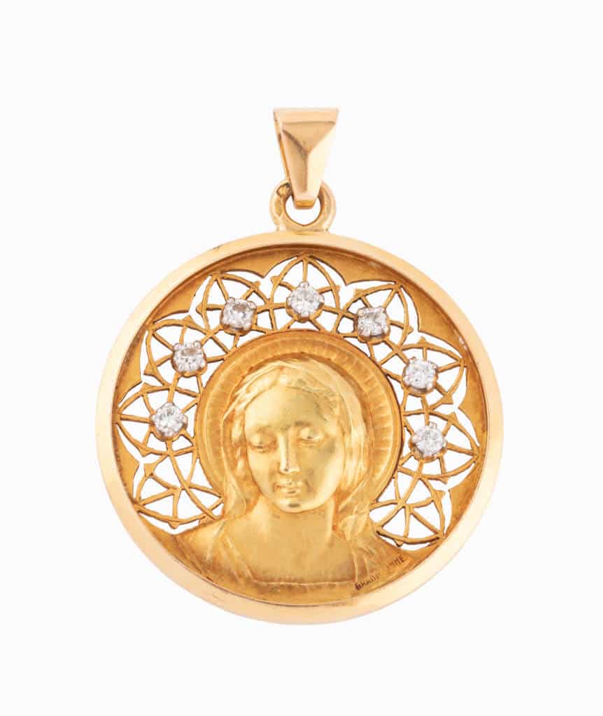 Caillou Paris Medaille Art Nouveau Or Et Diamants Arama