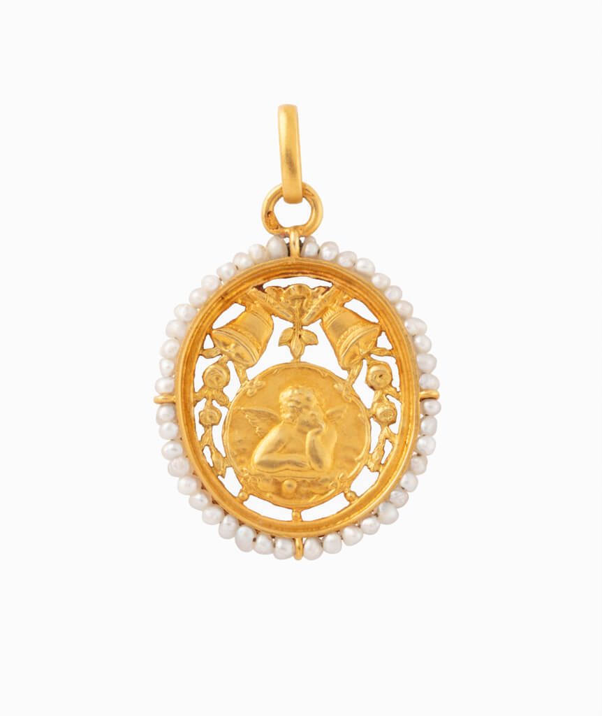 Caillou Paris - Medaille ancienne en or Priti face