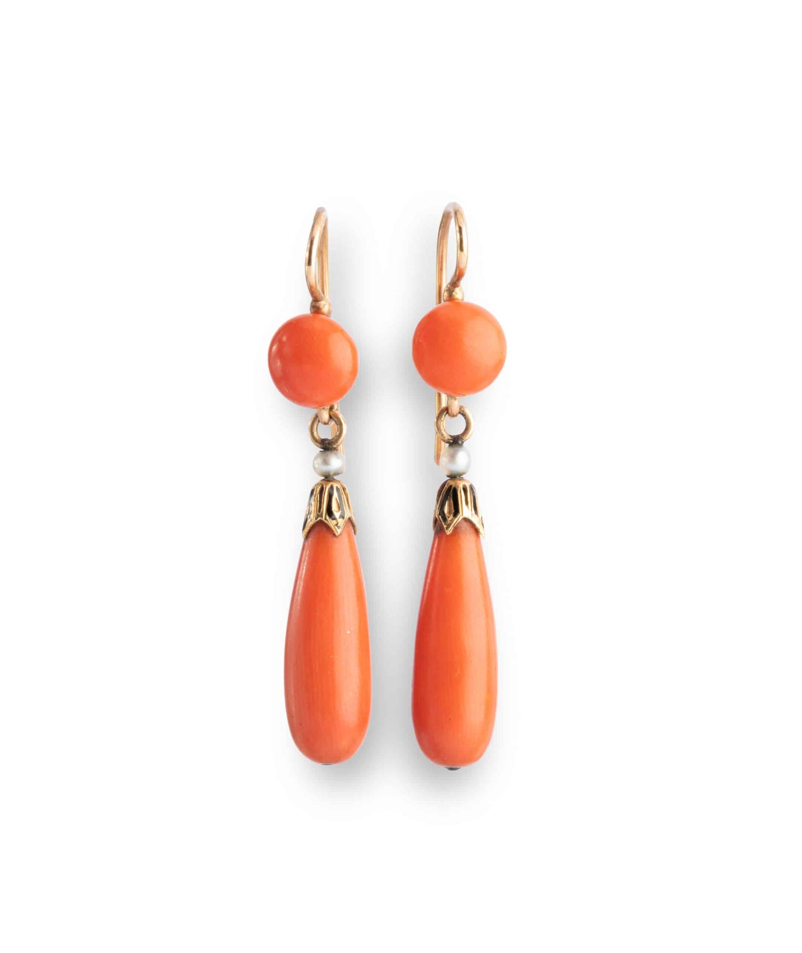 Caillou Paris Pendants D'oreilles Ancien Corail Fiora
