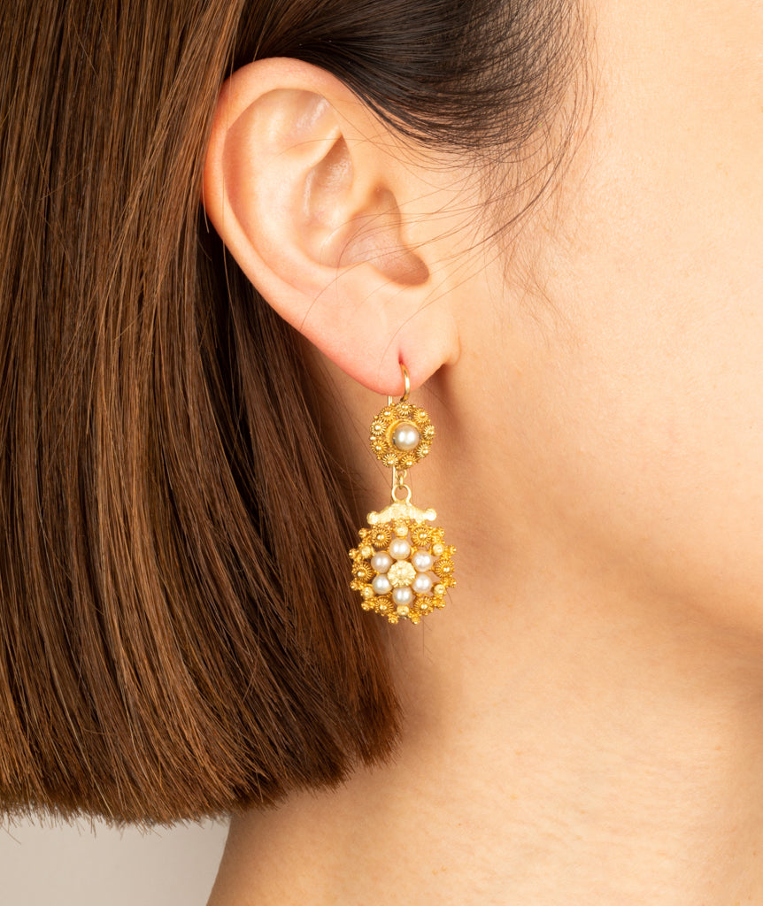 Caillou Paris Pendants D'oreilles Ancien Or %22iago%22 Porter