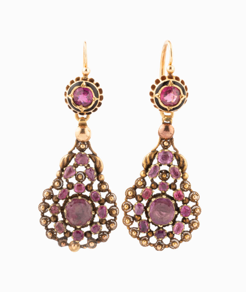 Caillou Paris Pendants D'oreilles Ancien Rubis %22alia%22