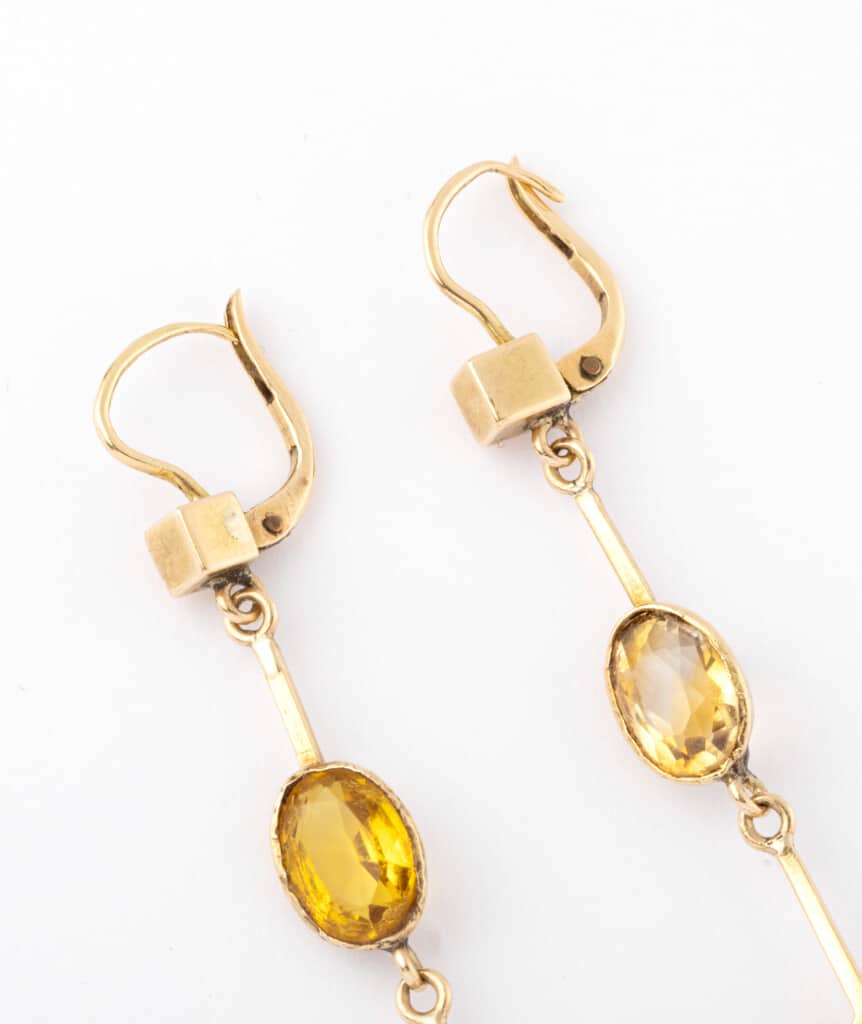Caillou Paris - Pendants d'oreilles anciens citrines Mendy detail 1