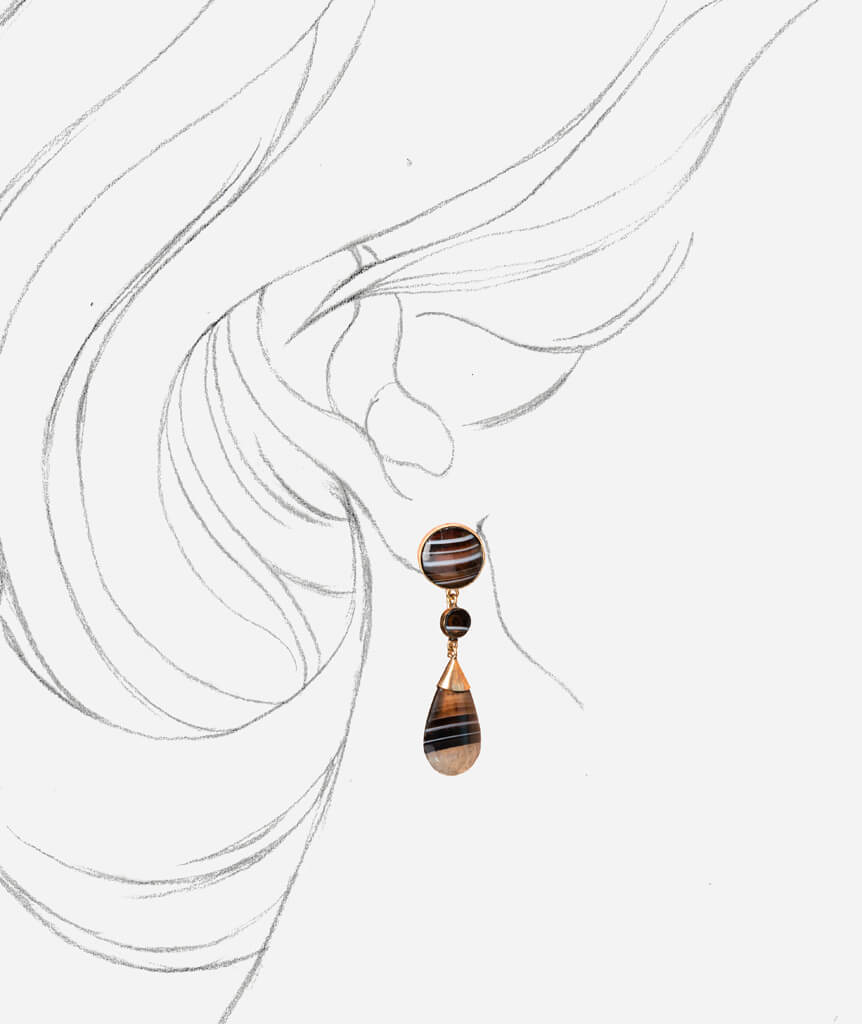 Caillou Paris - Pendants d'oreilles anciens or Zora porter