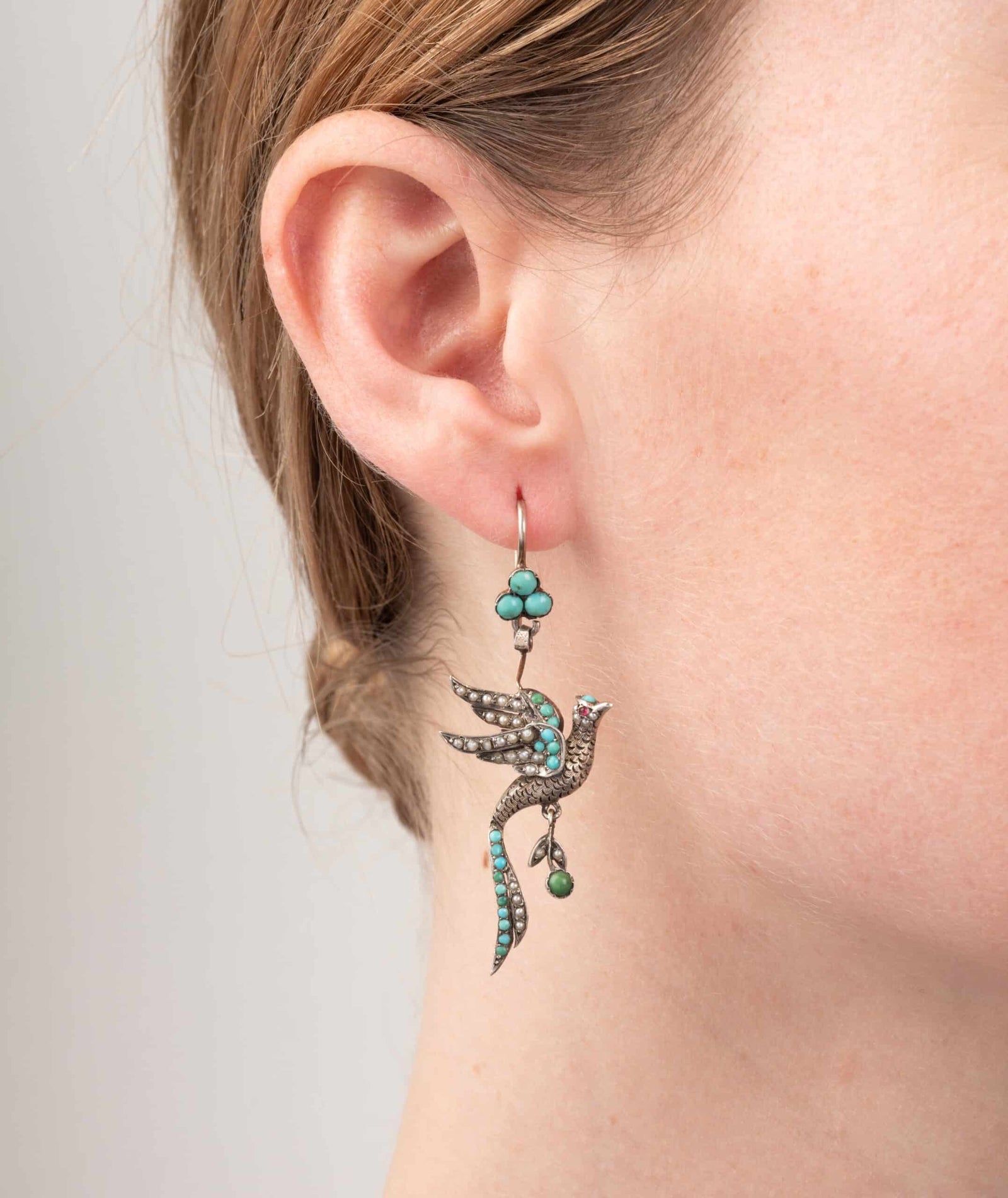 Caillou Paris Pendants Oreilles Anciens Perles Et Turquoises Reisel Porter