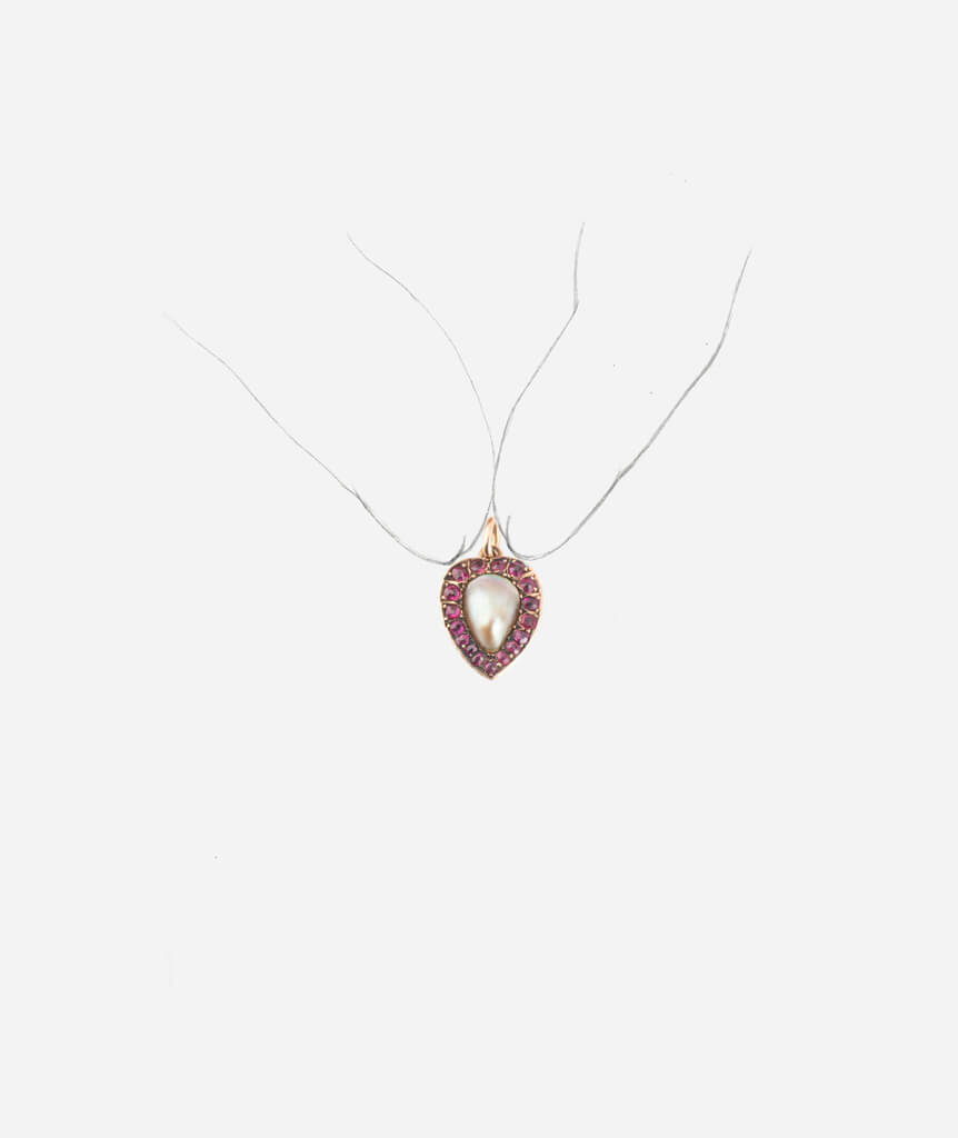Pendentif ancien coeur rubis porter