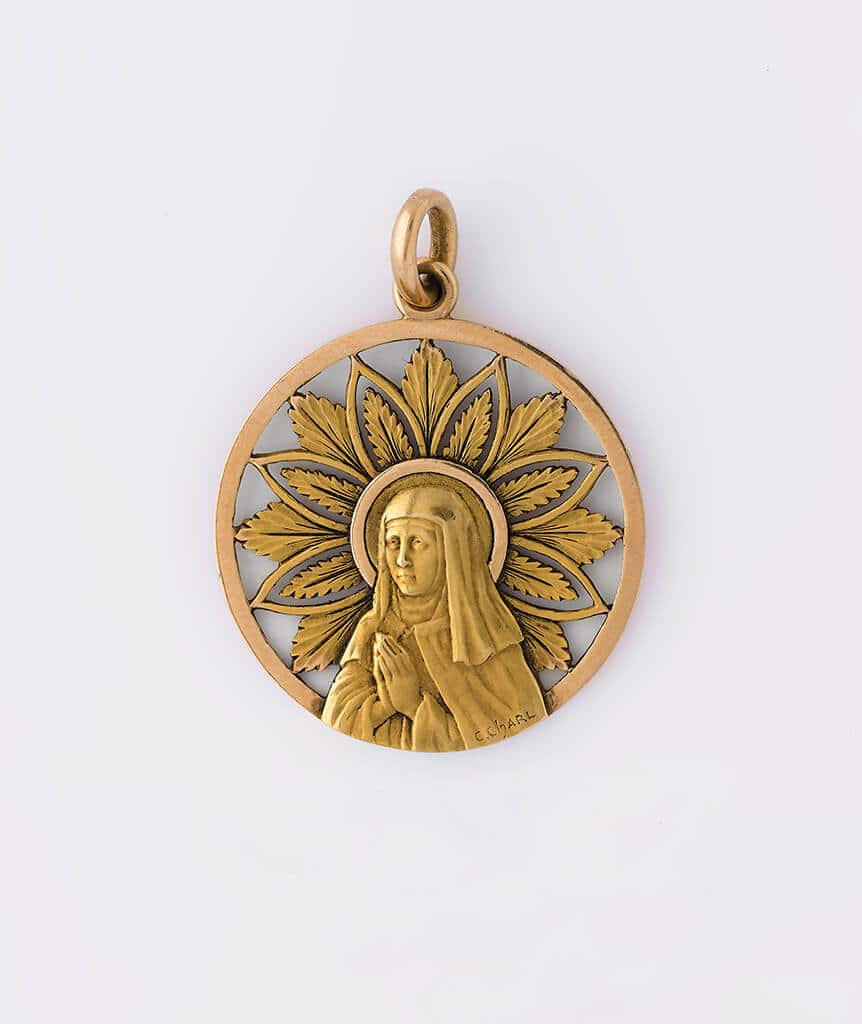 Médaille Art nouveau deux ors face